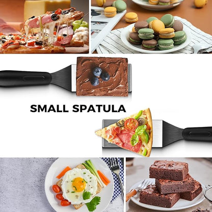 Small Spatula 5 Pieces, Metal Spatulas for Kitchen Use, Stainless Steel Mini Serving Spatula for Flipping and Cooking, Ideal for Brownies, Tiramisu, Cookie, Lasagna or Pancakes, etc