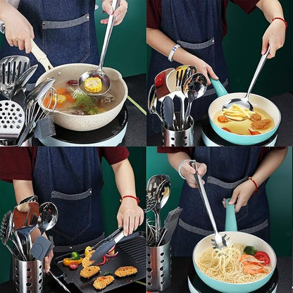 Stainless Steel Cooking Utensils Set, Berglander 13 Pieces Kitchen Utensils Set, Kitchen Tools Set With Utensil Holder Non-Stick And Heat Resistant,Dishwasher Safe, Easy to Clean (13 Packs) - Image 6