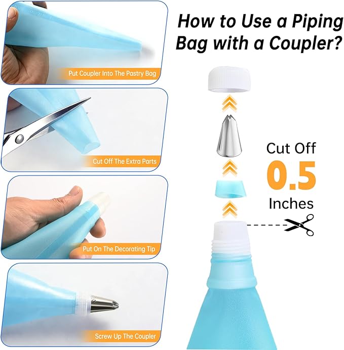 Cake Decorating Kit 35 Pieces - 24 Piping Tips Set with 12 Inch Turntable, Reusable Pastry Bag, Icing Spatula, Scraper, Couplers - Baking Tools for Beginners, Professional Cake Decorating Supplies