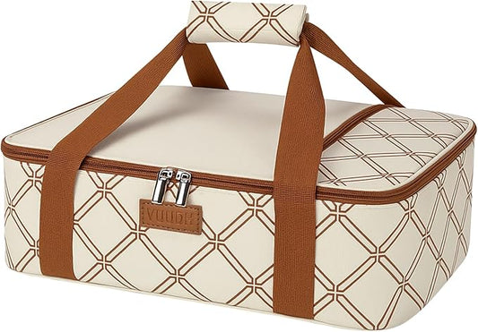 Casserole Carrier Bag, Single Insulated Food Bag, Hot Cold Lasagna Holder Tote for Picnic, Potluck or Travel, Lightweight Picnic Bag