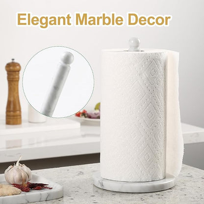 Koville Italian Marble Paper Towel Holder Countertop, Carrara Stone Paper Towel Holder Stand for Kitchen Storage, for Standard or Jumbo-Sized Rolls(Bianco Carrara) - Image 7