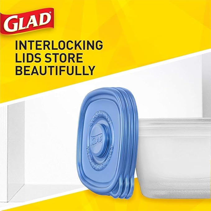 Glad GladWare To Go Snack Food Storage Containers with Lids, Medium Rectangle BPA Free Plastic with Built-In Dressing Cup for Salads and Snacks, Microwave Dishwasher Safe, 24 Oz, 4 Count - 2 Pack - Image 4