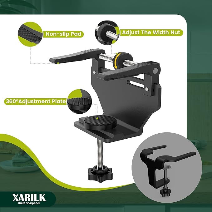Aluminum Knife Sharpener Securing Clip, Adjustable Width 1.8-4.5", Compatible with XARILK Sharpening Systems GEN2/GEN3