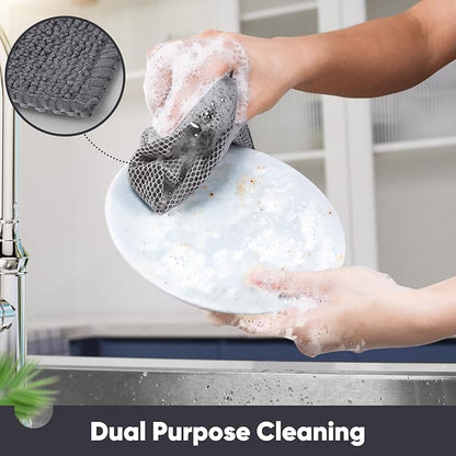 Oven Mitts and Pot Holders Set with Dishcloths, 500 Degree Heat Resistant Oven Gloves and Hot Pads, Premium Soft Cotton Kitchen Mittens and Dish Cloth Sets-Deep Grey - Image 5