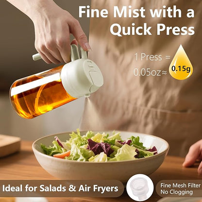 SWEET VIEW 2PCS Oil Sprayer for Cooking, 16oz/470ml Glass Oil Dispenser/Pour Bottle, Kitchen Accessories, Kitchen Gadgets for Air Fryer, Salad, BBQ, with Stickers (Black,White) - Image 3