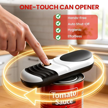 One Touch Electric Can Opener Fits Almost All Can Sizes for Seniors with Arthritis, Rechargeable Smooth Edge Can Opener with Magnetic Cover Catch, Food Safe Kitchen Gadget