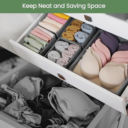 Criusia Drawer Organizer Clothes,16 Pack Underwear Drawer Organizers, Foldable Closet Organizers and Storage Dresser Drawer Dividers Clothing Organizer for Clothes, Socks, Scarves, Bra, Ties (Grey) - Image 2