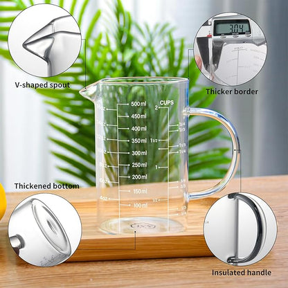 77L 5 Pack Glass Measuring Cup Set, [Insulated handle, V-Shaped Spout], High Borosilicate Liquid Glass Measure Cup for Kitchen, Easy To Read, Dishwasher, Freezer, and Microwave Safe - Image 7