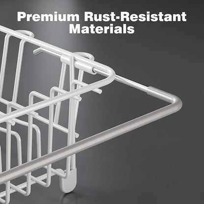Dish Drying Rack in Sink: Expandable, 3-Slot Utensil Holder, Anti-Slip Handle. Small Dish Rack: Ideal for Small Households. Kitchen Drying Rack: White