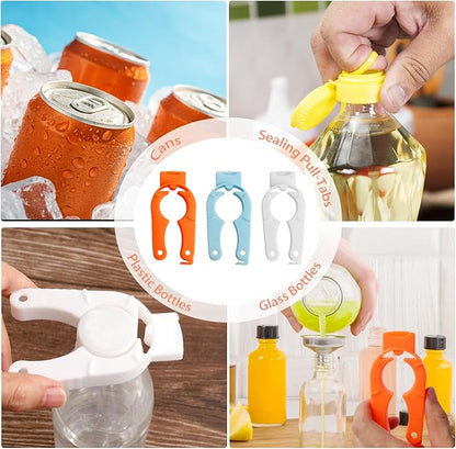 6-Pack Plastic Bottle Cap Opener, 3-in-1 Multi-Purpose Gripper Water Bottle Opener for Arthritic Hands, Easy-Twist Jar Opener Tool for Kitchen, Camping & Outdoor Use (Orange, Blue, White) - Image 6