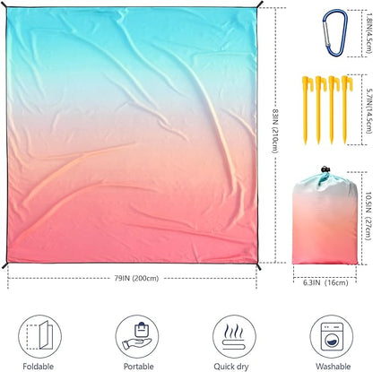 WIWIGO Beach Blanket Waterproof Sandproof Beach Mat 79" X 83"/10'x9'for 2-8 Adults Quick Drying Outdoor Picnic Mat Beach Accessories for Travel, Camping, Hiking - Image 2
