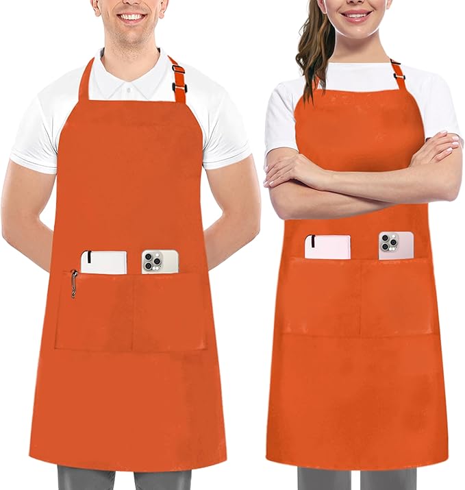 Utopia Kitchen 2 Pack Bib Apron, Adjustable with 2 Pockets, Water and Oil Resistant, Cooking Kitchen Chef Apron for Women Men by UTOPIAKITCHEN