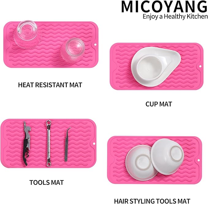 MicoYang Silicone Dish Drying Mat for Multiple Usage,Easy clean,Eco-friendly,Heat-resistant Silicone Mat for Kitchen Counter or Sink,Refrigerator or Drawer Liner Rose S 12 inches x 6 inches - Image 4