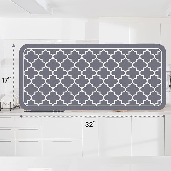 WISELIFE Dish Drying Mat Super Absorbent Drying Mat Large Dish Drying Mats for Kitchen Counter Easy Clean Dish Mat Kitchen Drying Mat18"x 32" Stylish Grey - Image 3