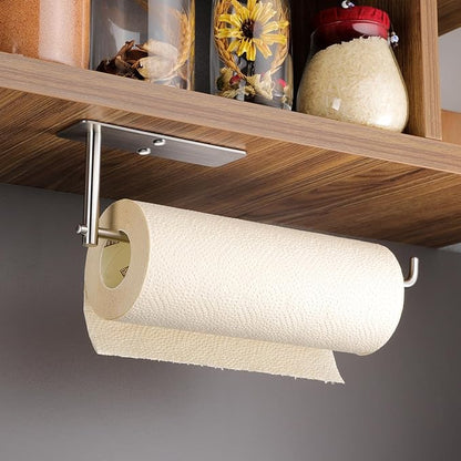 ZUNTO Paper Towel Holder Under Cabinet, Adhesive and Screwed Paper Towel Rack, 12.4 Inch Paper Towel Roll Holder for Kitchen, Bathroom, RV, Easy One-Handed Tear (Silver) - Image 4