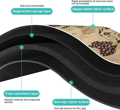 Coffee Bar Mat Accessories for Countertop - Super Absorbent Anti-Slip Silicone Flower Dish Drying Mats for Kitchen Counter - Draining Pad Decor Gift - Fit Coffee Maker, Espresso Machine - 24inx18in