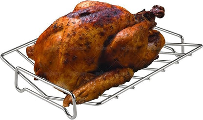 Stainless Steel Turkey Roasting Rack, V-shaped Racks for Smoking and Broiling Chicken, Bird, and Pork Tenderloin. Nonstick Cooking Rack for Roasting Pan. Kamado, Smoker, BGE Accessories, 13×10"