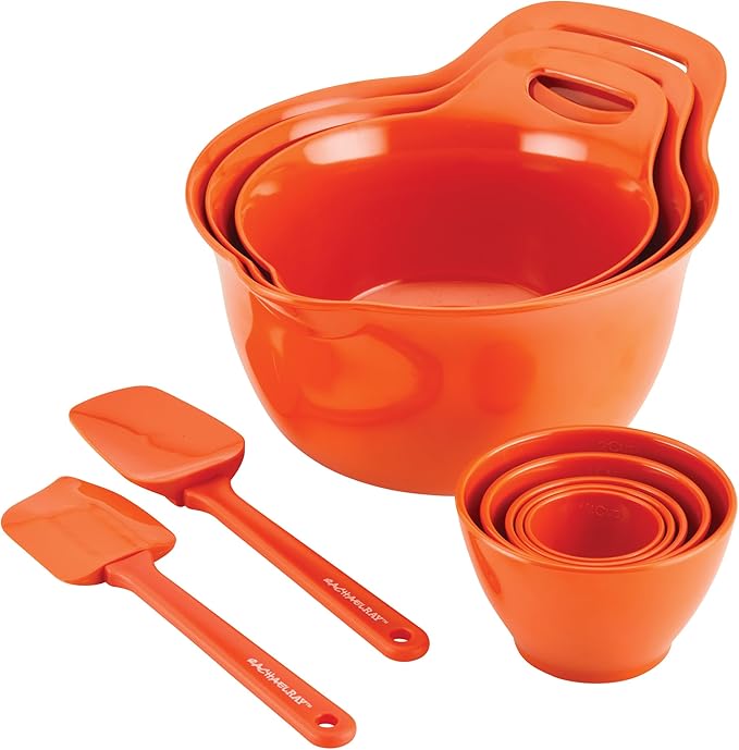 Rachael Ray Pantryware Mixing Bowl Measuring Cup and Utensil Set, 10 Piece, Orange - Image 11