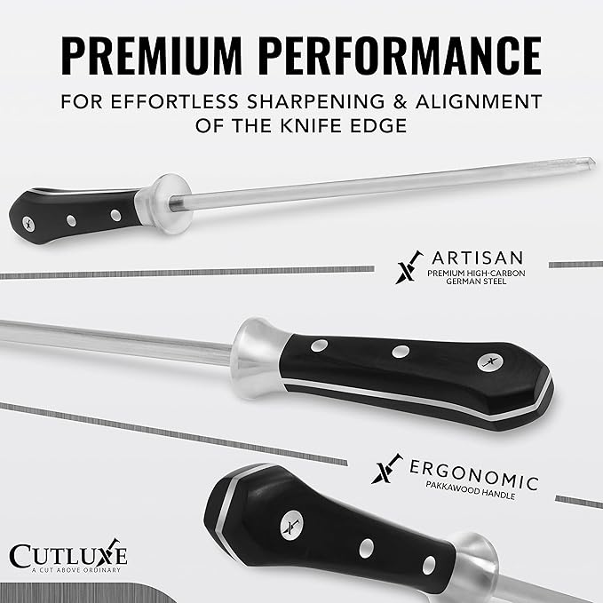 Cutluxe Honing Rod, Professional Knife Sharpener Rod – 10" Honing Steel – Ergonomic Handle Design, Grilling Gifts for Men – Artisan Series - Image 2