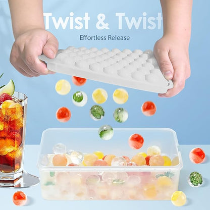 WIBIMEN Ice Cube Tray with Lid and Bin - Round Ice Trays for Freezer with Lid - Ice Cube Trays for Freezer with Ice Container (0.8"-2PACK White) - Image 4