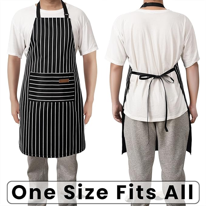 BeLuyi 2 Pack Adjustable Bib Apron with 2 Pockets Chef Cooking Kitchen Restaurant Aprons for Women Men - Image 6