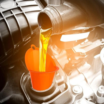 2-Pack Long Neck Multi-Purpose Spill Saver Plastic Funnel for Filling Automotive Oils, Lubricants, Engine Oils, Water, Diesel Fuel, Kerosene and Other Liquids - Orange