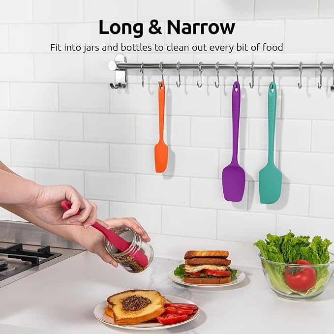 U-Taste Heat Resistant Silicone Spatula - 600ºF Hot-Proof Food Grade Kitchen Baking Bowl Scraper, Flexible and Sturdy Rubber Cooking Utensil for Mixing Scraping in NonStick Cookware (4 Pcs, Colorful) - Image 8