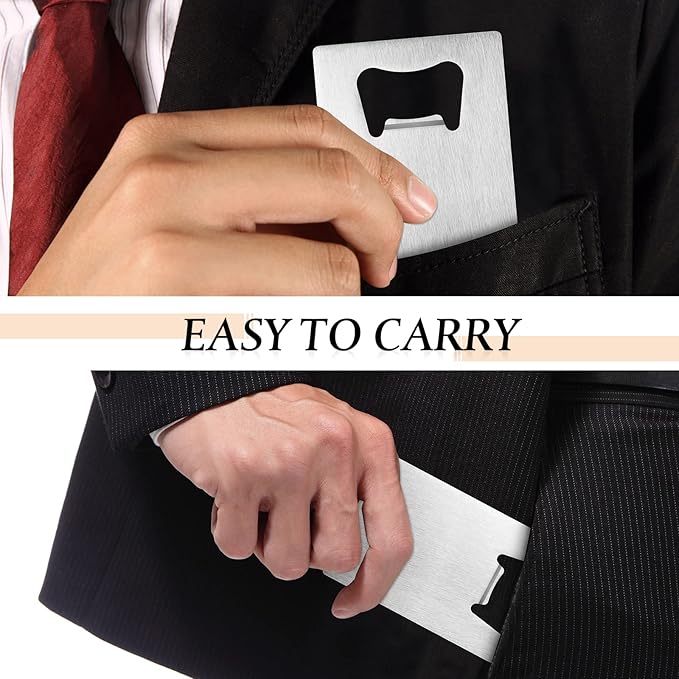 40 Pieces Credit Card Bottle Opener Stainless Steel Poker Wallet Bottle Opener for Christmas Gifts Can Be Carved for DIY Wedding Favor Groomsmen Gift(Silver)