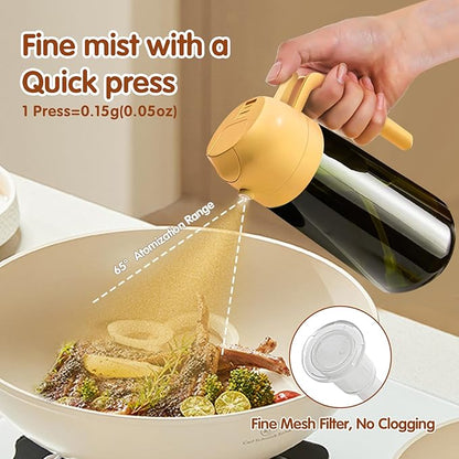 YARRAMATE 16oz/470ml Light-Blocking Dark Oil Sprayer for Cooking, 2 in 1 Olive Oil Dispenser Bottle for Kitchen, Premium Dark Green Glass Oil Bottle, Food-Grade Oil Mister for Air Fryer, BBQ (Orange) - Image 4