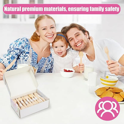 Wooden Utensils Set - Disposable Cutlery Set 300 Pieces (120 Forks 120 Spoons 60 Knives) Wooden Compostable Utensils Cutlery Combo Set- Eco-Friendly Biodegradable Utensils for Party