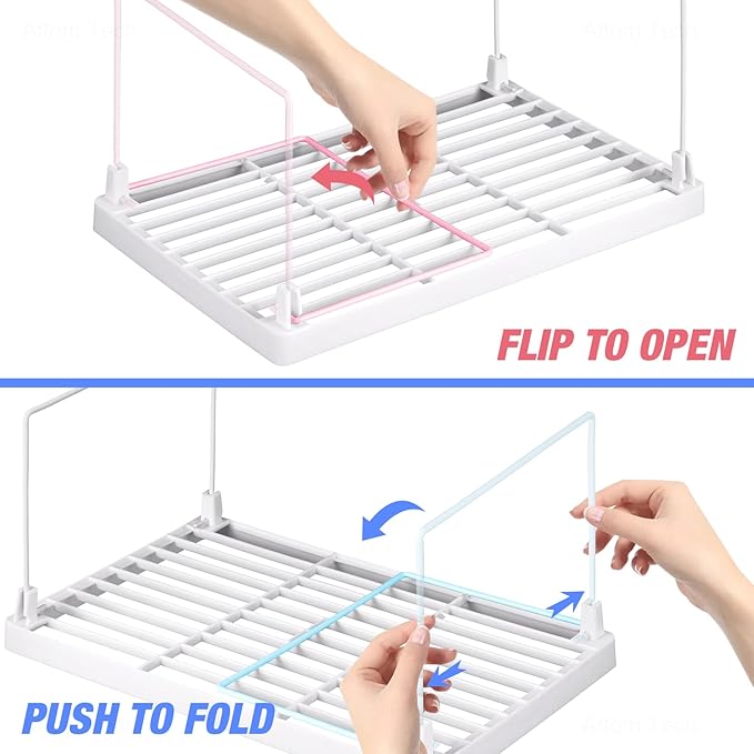NiHome 4-Pack Stackable Plastic Kitchen Storage Shelf Foldable Rack - White Kitchen Cabinet Organizer and Storage Shelves Stackable Expandable Storage Racks for Counter Cabinet Pantry - Image 5