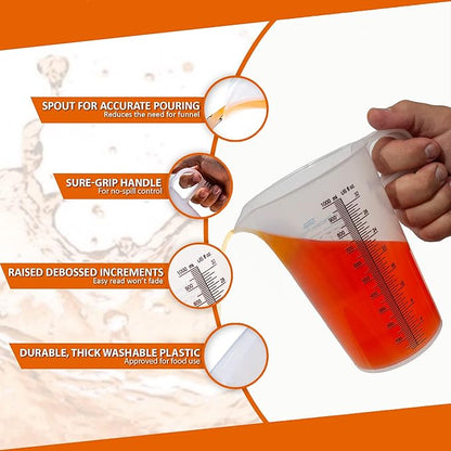 32oz (1 Quart) Measure Pitcher with Convenient Conversion Chart – Extra Strong Food Grade – Great for Cooking, Home Hobbies, Shop Oil and Fluids, Spa Chemicals with High Chemical Resistance by Turnah - Image 8