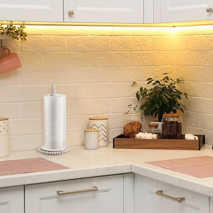 Farmhouse Paper Towel Holder Countertop White Wood Rustic Christmas Paper Towel Roll Holder Stand Organize Winter Holiday Farmhouse Christmas Table Decor Accessories for Home Kitchen Bathroom
