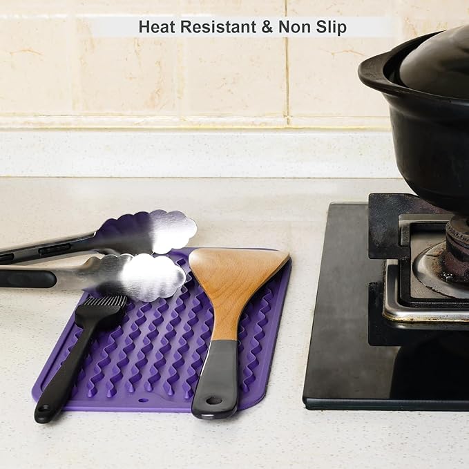 ZLR Silicone Sponge Holder & Sink Caddy Tray (6" x 12") - Narrow Dish Drying Mat for Kitchen Counter - Waterproof Soap Dispenser Organizer, Non-Slip Bathroom Vanity Tray (Meadow Violet) - Image 9