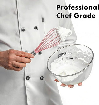 OYV 10-Inch Pink Silicone Whisk, Heat Resistant 480°F Kitchen Whisk with Stainless Steel Ergonomic Handle, Non-Scratch for Nonstick Cookware, Dishwasher Safe, Perfect for Blending, Cooking & Beating - Image 9