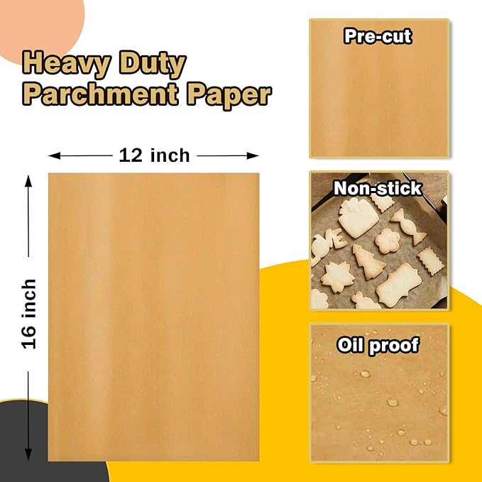 Katbite 12x16 Inch Parchment Paper Sheets, Pre cut Unbleached Baking Paper, Heavy Duty & Non-stick for Half Sheet Baking, Cooking, Grilling Wrapping Foods - Image 3