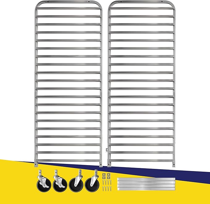 BIEAMA 20-Tier Sheet Pan Rack, NSF Bun Pan Rack, Aluminum Bakery Rack, Home Commercial Kitchen Bakery Cooling Rack, 4 Wheels - Image 7