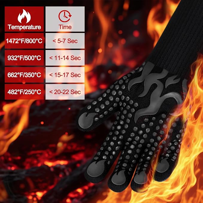 Comsmart BBQ Gloves, 1472F Heat Resistant Silicone Non-Slip Oven Mitts, Long Kitchen Gloves Perfect for Grilling, Cooking, Baking, Cutting - Image 2