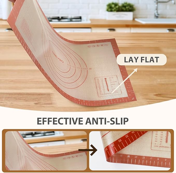 Silicone Baking Mat, 24" x 16" Baking Mat, Pastry Rolling Sourdough Baking Mat Supplies for Making Pizza, Pie, Cookies, Bread - Image 4