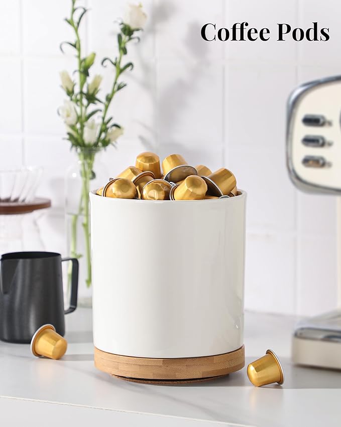 LoeJan 7.3“ 360° Rotating Ceramic Utensil Holder for Kitchen Countertop – Cooking Utensil Crock Organizer with Non-Slip Cork Base for Farmhouse Kitchen Decor, White - Image 8