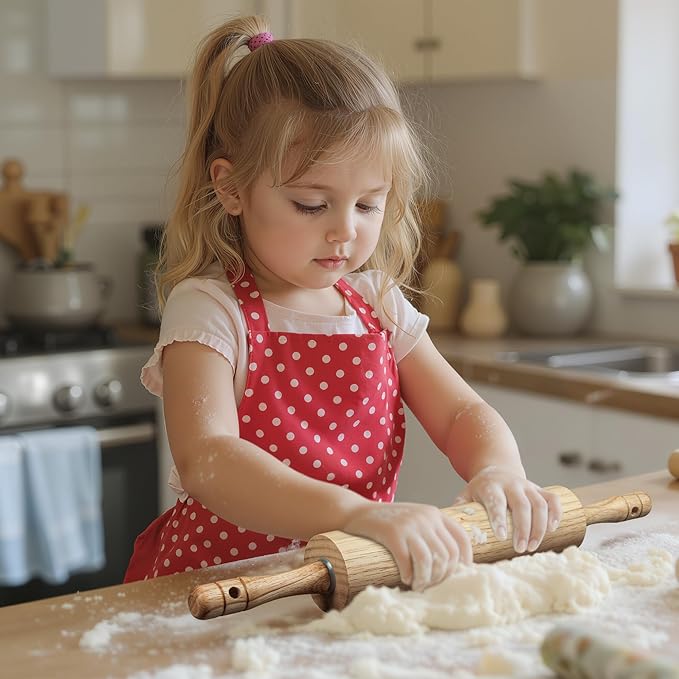 KARRYOUNG Rubber Wood Rolling Pin for Baking, Kitchen Dough Roller With Handles, Rodillo Para Masa, Rolling Pin for Dough, Pizza,Bread, Fondant & Tortilla - Image 4