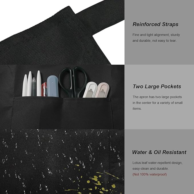 15 Pcs Adult Aprons Bulk with Pockets Adjustable Bib Chef Apron for Women Men Painting Cooking Crafting (S/L) - Image 3