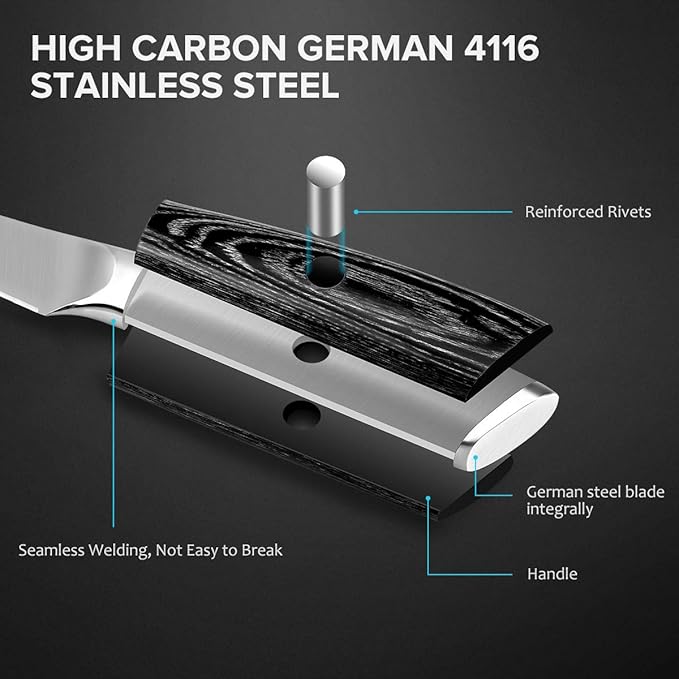 MOSFiATA 5” Chef Knife and 3.5" Fruit Knife Set with Knife Sheath, German High Carbon Stainless Steel EN.4116 with Micarta Handle and Gift Box for Vegetable and Fruit Cutting - Image 7