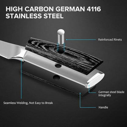 MOSFiATA 5” Chef Knife and 3.5" Fruit Knife Set with Knife Sheath, German High Carbon Stainless Steel EN.4116 with Micarta Handle and Gift Box for Vegetable and Fruit Cutting - Image 7