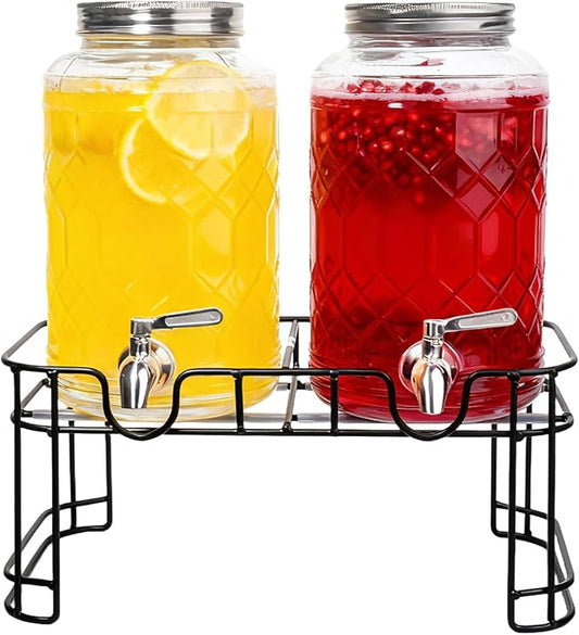 1 Gallon Beverage Dispenser with Stand,Lemonade Drink Dispenser with Stainless Steel Spigot for Parties and Weddings,Ideal for Juice,Coffee,Sangria