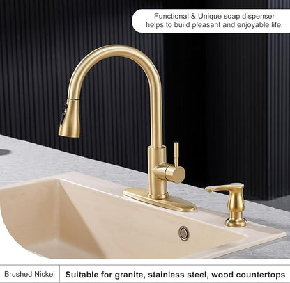 GAGALIFE Kitchen Sink Soap Dispenser Brushed Gold, Under Sink Soap Dispenser with 40" Silicone Extension Tube Kit,Say Goodbye to Frequent Refills - Image 3