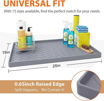 TigeJoy 25" x 19" Under Sink Mats for Kitchen Waterproof, Leak-Proof Silicone Mat Sink Protector and Cabinet Liner, Kitchen Essentials Organizer and Storage, Boot or Shoe Tray, Pet Feeding Mat