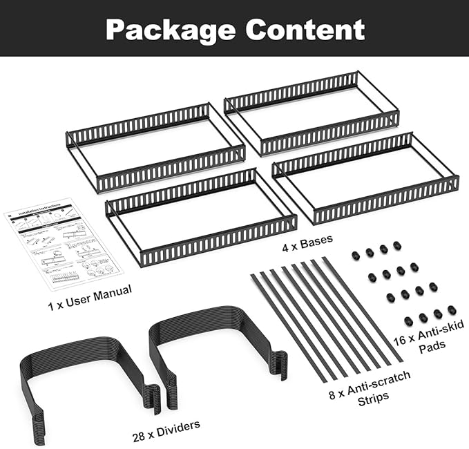 Housolution 2 Pack Baking and Cookie Sheet Organizer, 12"-23" Expandable Cutting Board Rack with 14 Adjustable Dividers, Bakeware Tray Muffin Pan Storage Organizer for Cabinet, Black - Image 7