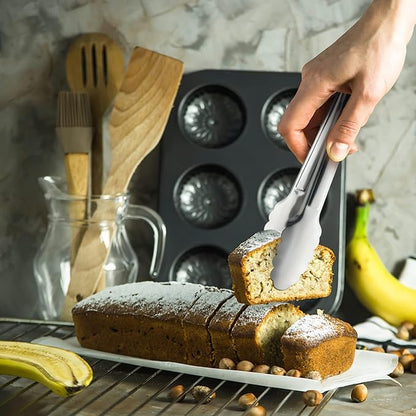 Stainless Steel Food Tongs - Serving Tong Set of 6 (9 Inch)
