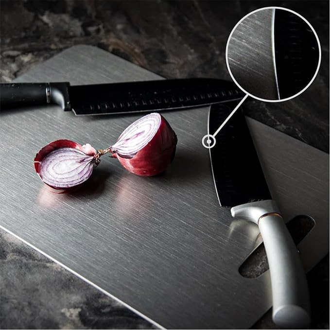 304 Stainless Steel Cutting Board for Kitchen, Non Toxic Cutting Boards Set, Dishwasher Safe and Knife Friendly Chopping Board for Meat Vegetable Fruit(15"x 11",13"x 9",10"x 6")